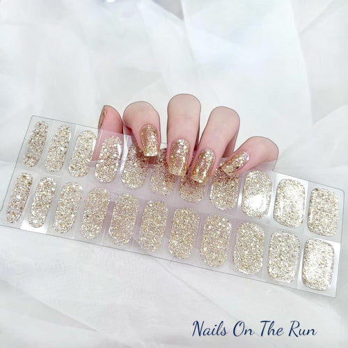 Gel Nail Wraps G021 | No Cure Gel Polish Nail Wraps UK - NOT FULL GLITTER COVER - CLEAR BACKGROUND