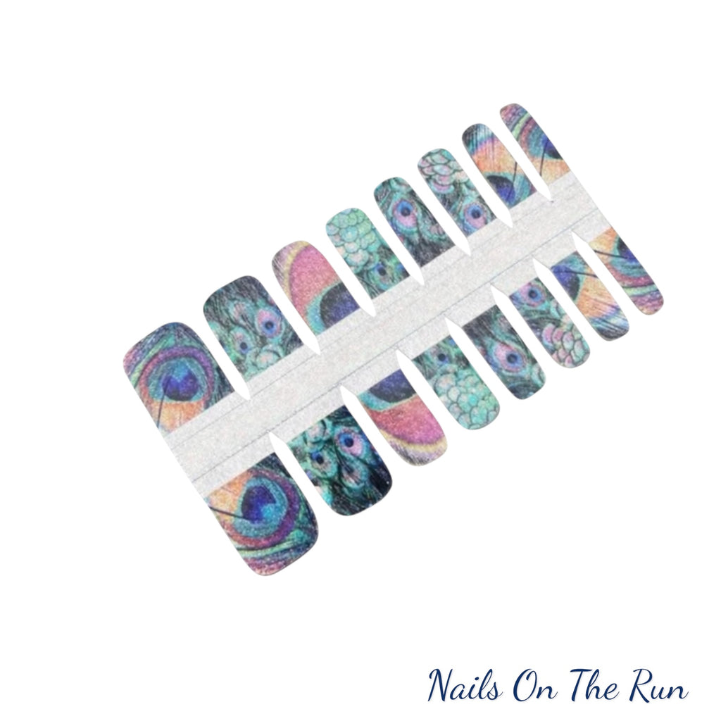 Peacock Feather Sparkle Toe Wraps - £2.00