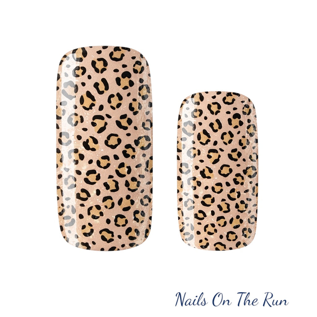 Semi Cured Gel Nail Wraps 158 | Salon Finish Nail Wraps UK - Animal print plus solid colour