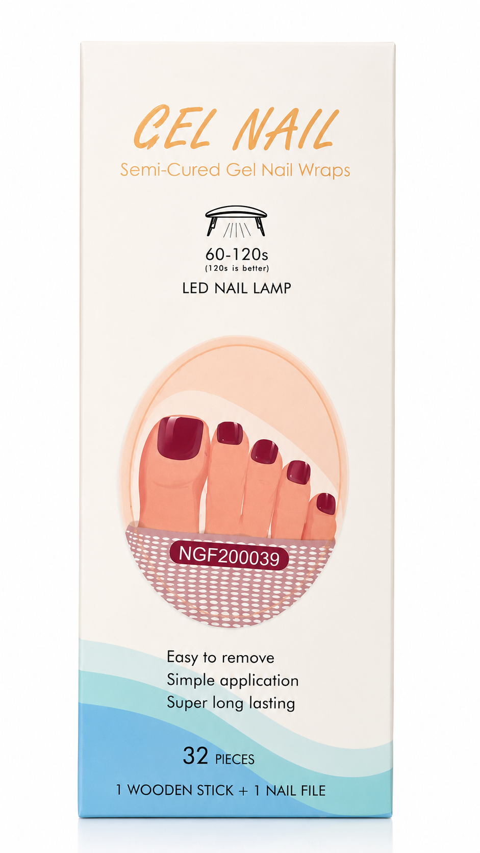 Semi Cured TOE Gel Wraps 039 | Salon Finish Wraps UK - £4.00