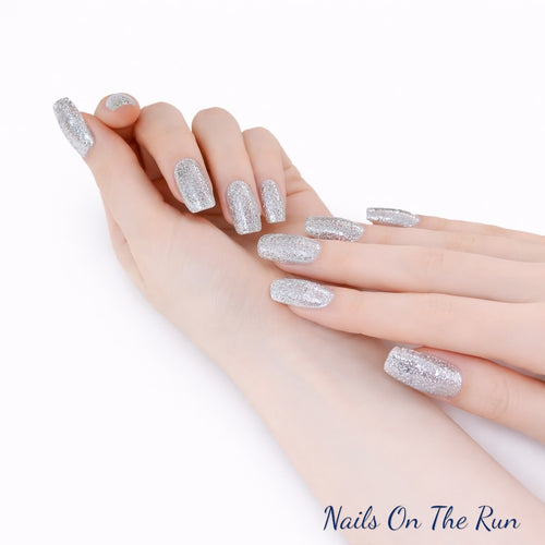 Gel Nail Wraps G082 | No Cure Gel Polish Nail Wraps UK - Slightly See Through Glitter Coverage
