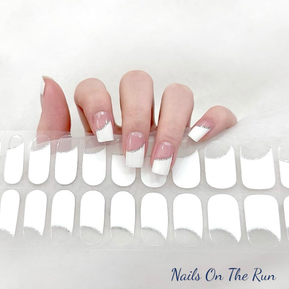Gel Polish Wraps G140 | No Cure Gel Polish Wraps UK - Clear with White Tip