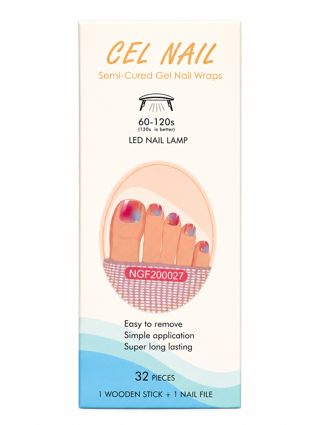 Semi Cured TOE Gel Wraps 027 | Salon Finish Wraps UK - £4.00