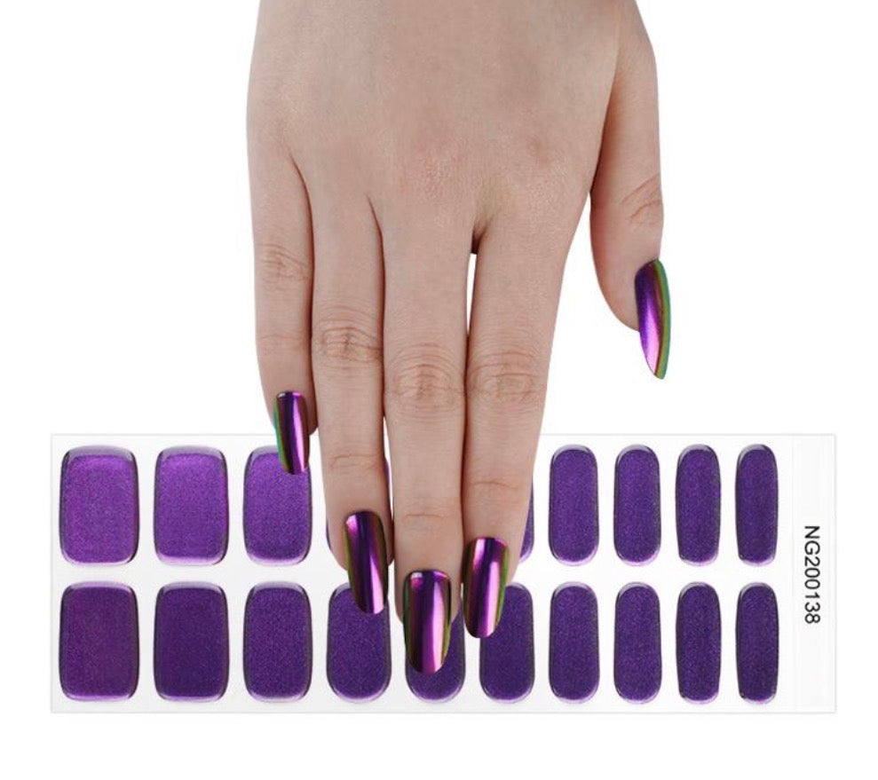 Semi Cured Gel Wraps 138 | Salon Finish Nail Wraps UK - Purple based with hints of other colours