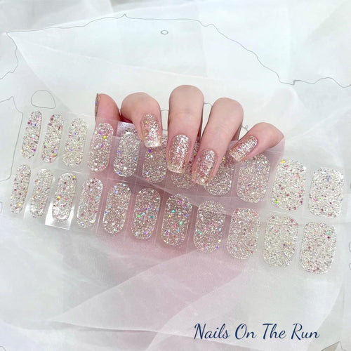 Gel Nail Wraps G017 | No Cure Gel Polish Nail Wraps UK - CLEAR BACKGROUND NOT FULL GLITTER