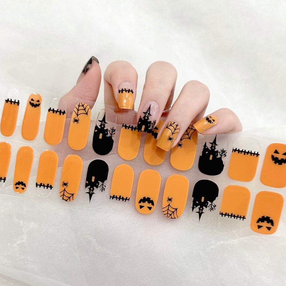 Gel Nail Wraps G109 | No Cure Gel Polish Nail Wraps UK - HALLOWEEN