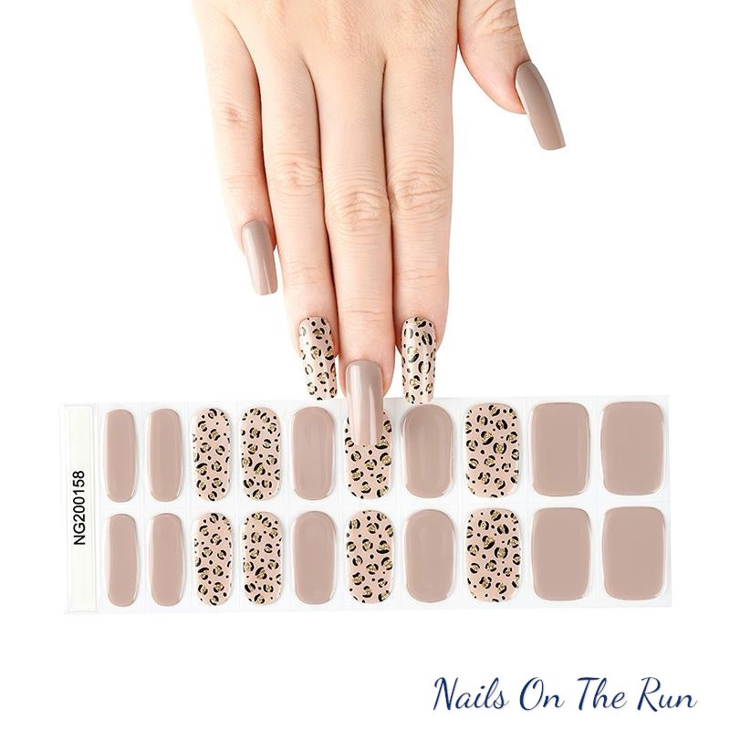 Semi Cured Gel Nail Wraps 158 | Salon Finish Nail Wraps UK - Animal print plus solid colour
