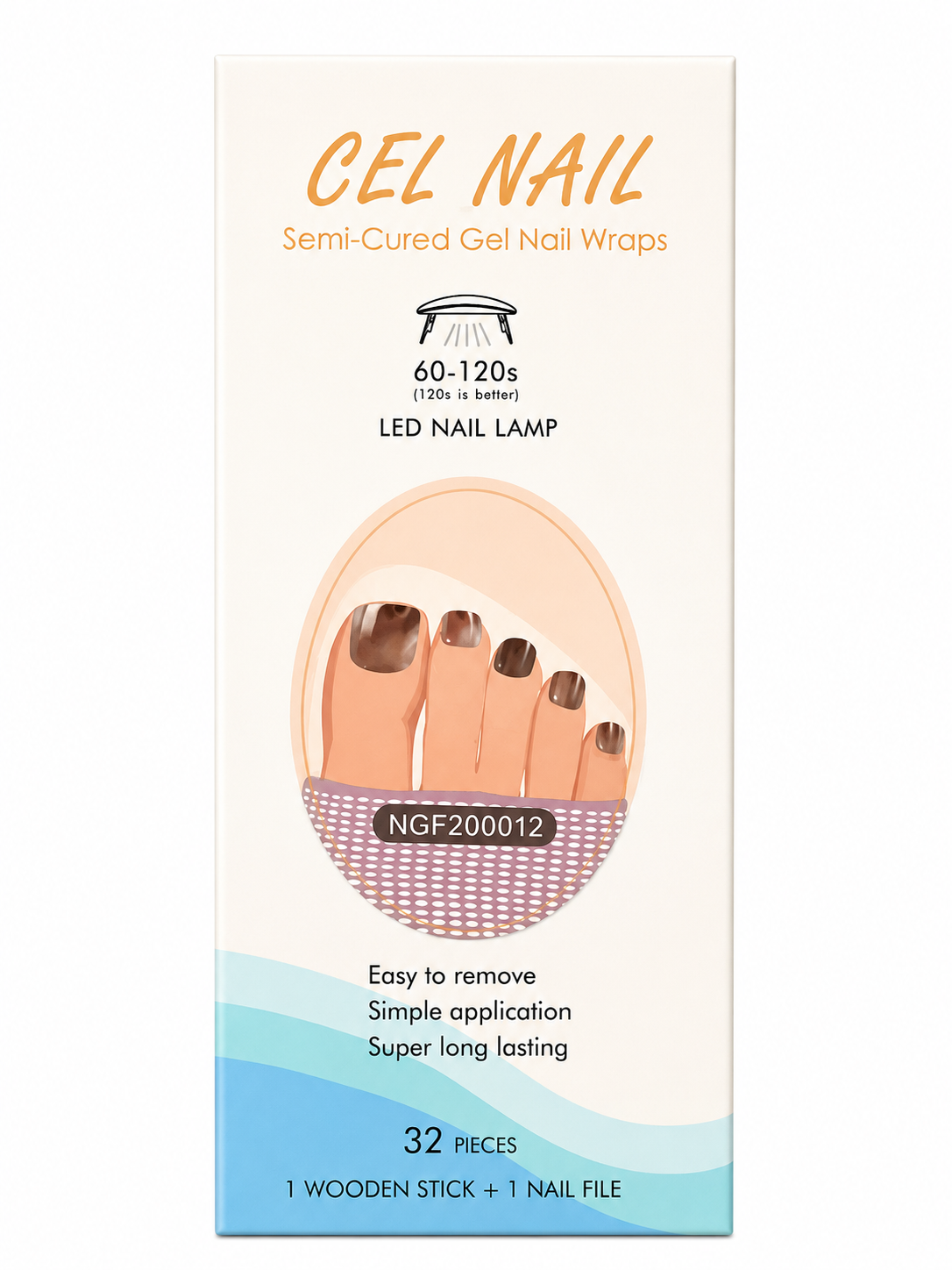 Semi Cured TOE Gel Wraps 012 | Salon Finish Wraps UK - £4.00