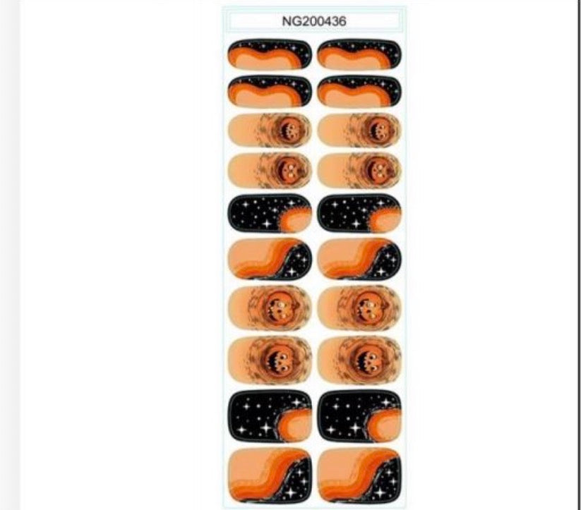 Semi Cured Gel Wraps 436 | Salon Finish Nail Wraps UK - HALLOWEEN