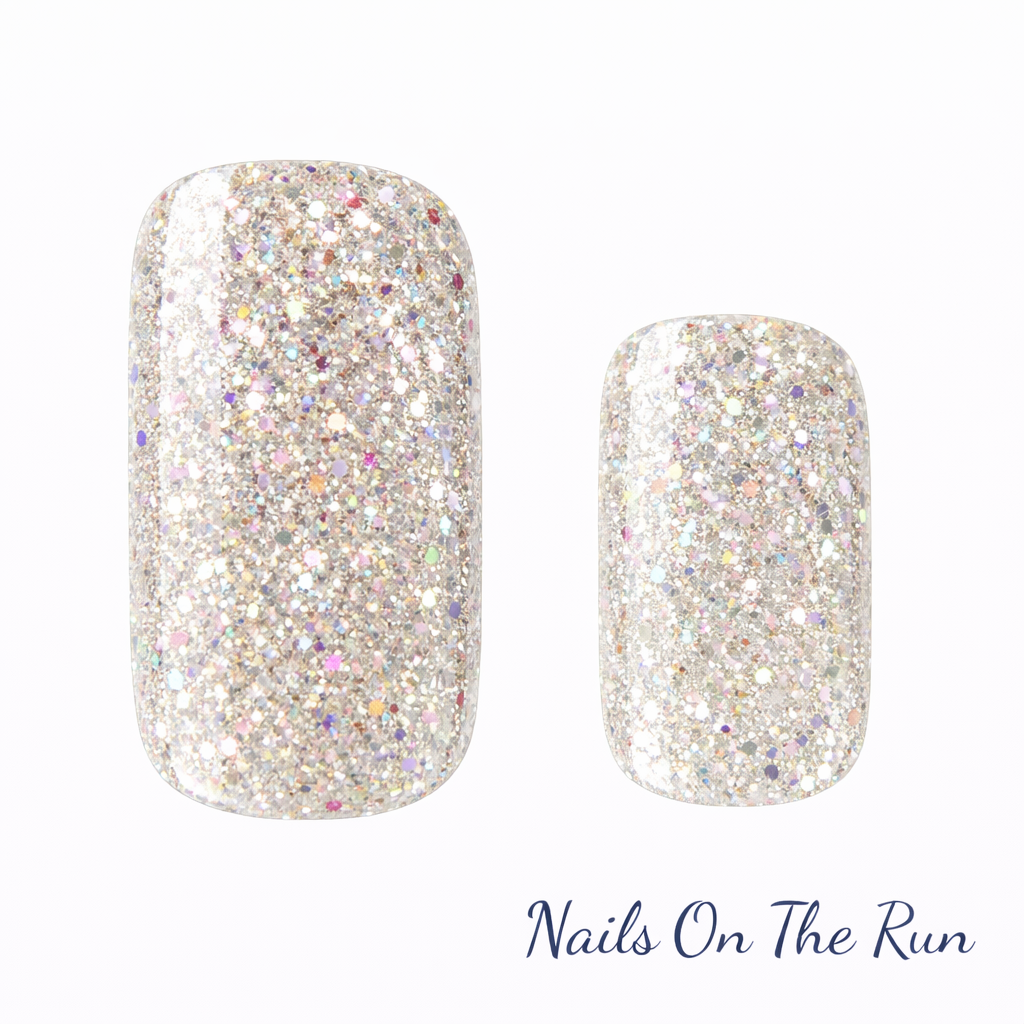 Gel Nail Wraps G017 | No Cure Gel Polish Nail Wraps UK - CLEAR BACKGROUND NOT FULL GLITTER