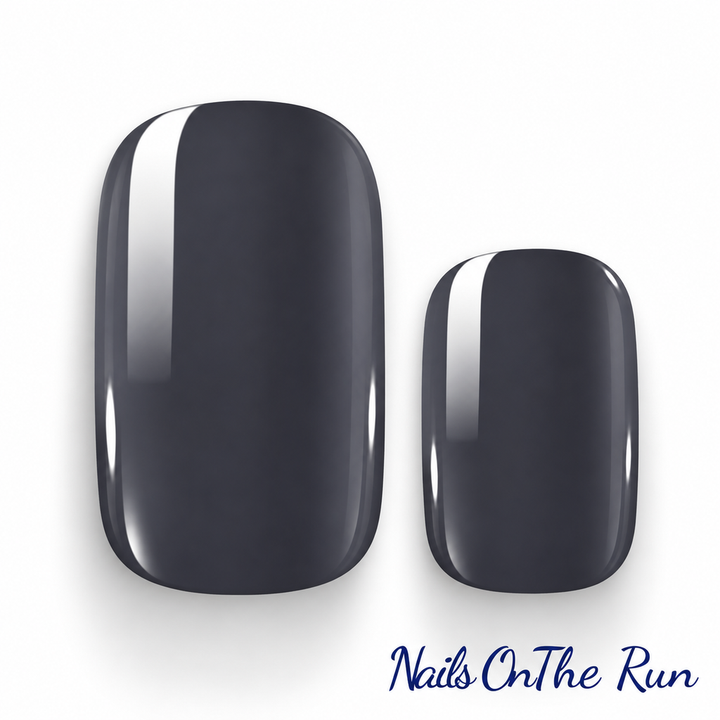 Nail Polish Wraps JK072 | Easy Apply Nail Stickers UK - Dark Grey
