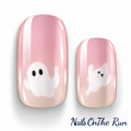 Nail Polish Wraps JK094 | Easy Apply Nail Stickers UK - HALLOWEEN - Clear Background with ghost design