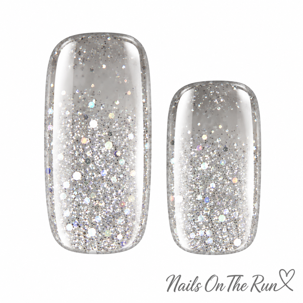 Gel Nail Wraps G082 | No Cure Gel Polish Nail Wraps UK - Slightly See Through Glitter Coverage