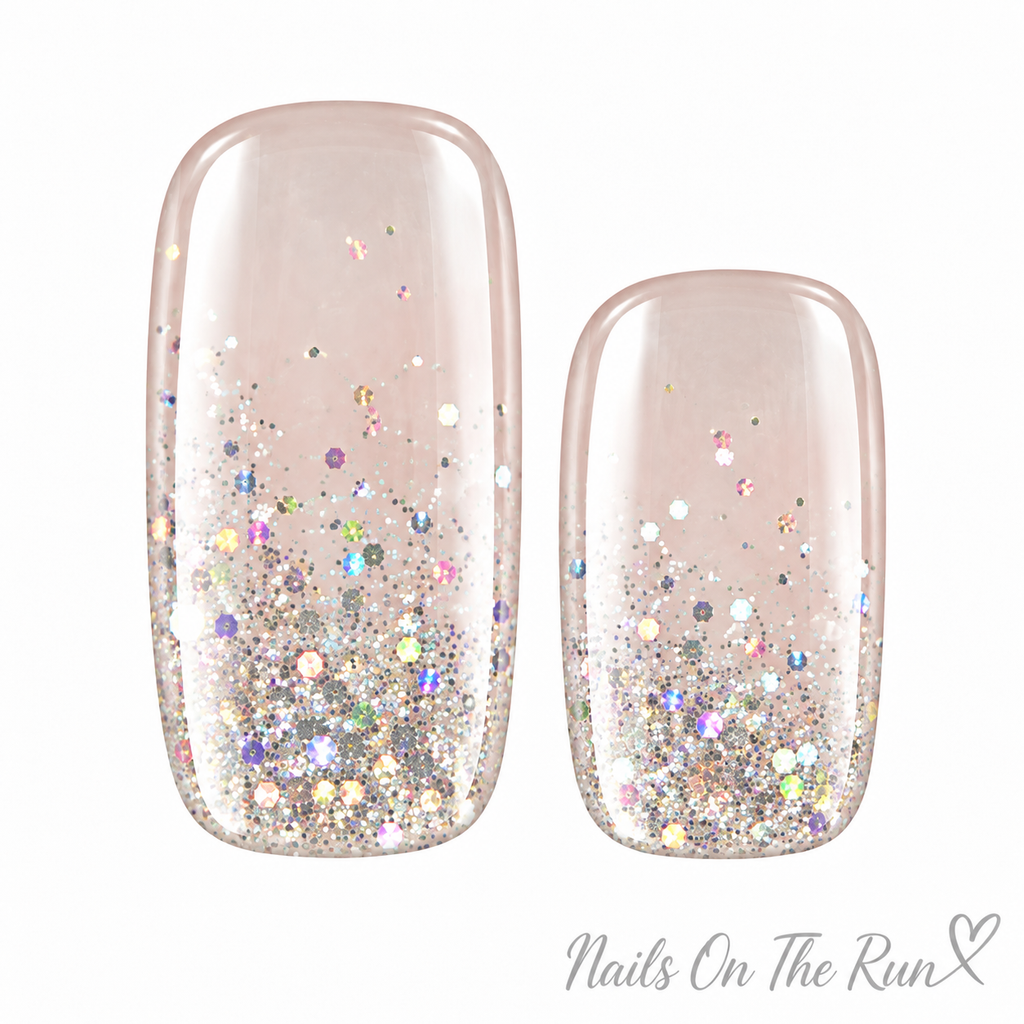 Gel Nail Wraps G091 | No Cure Gel Polish Nail Wraps UK - Clear with Glitter