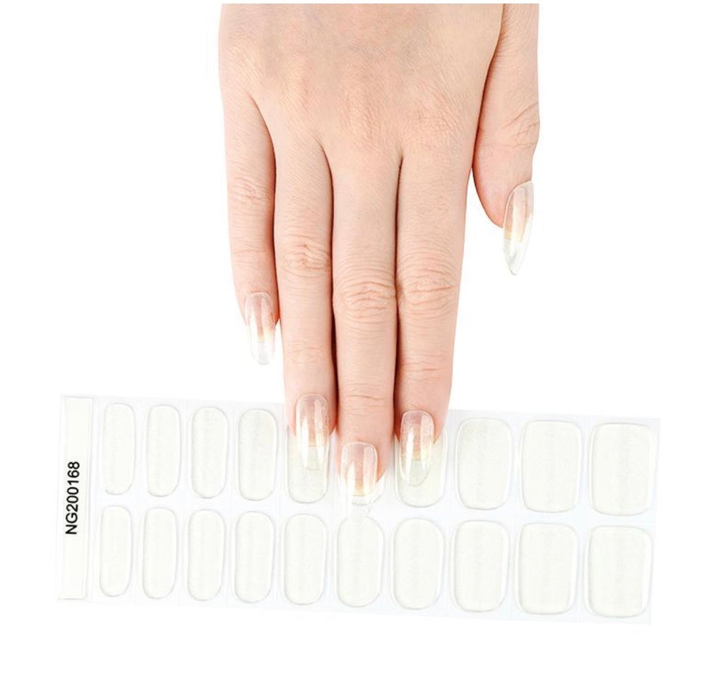 Semi Cured Gel Wraps 168 | Salon Finish Nail Wraps UK - Clear with slight shimmer/sparkle