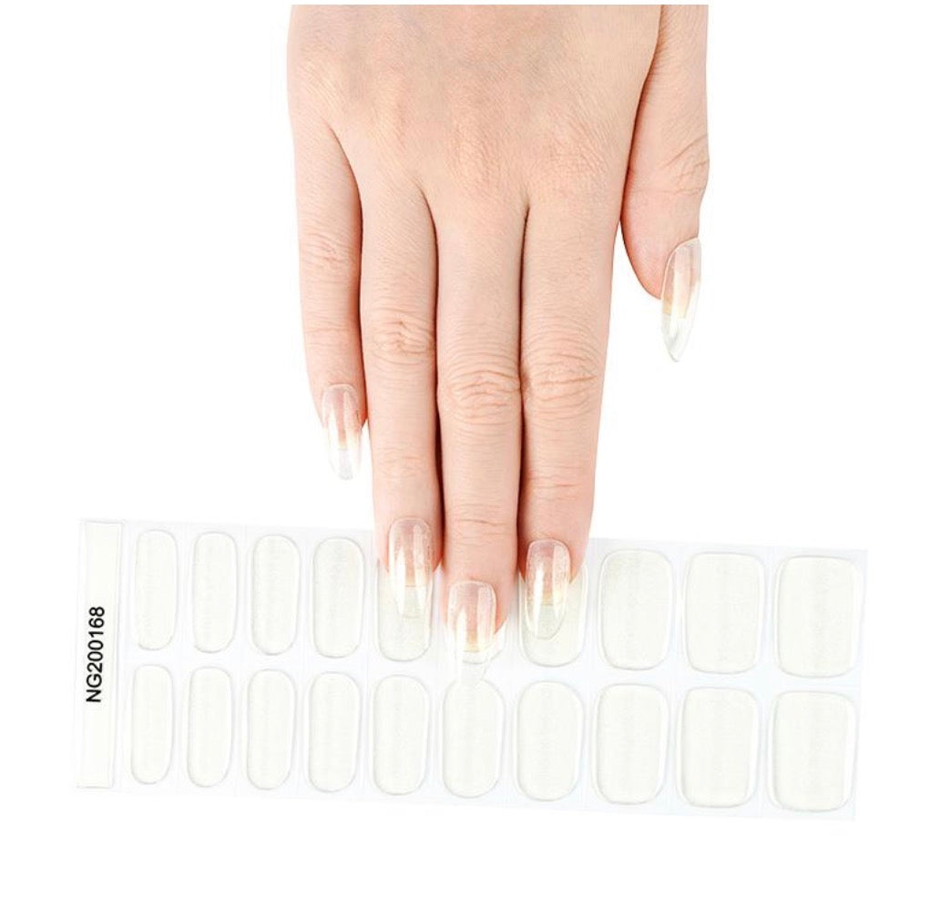 Semi Cured Gel Wraps 168 | Salon Finish Nail Wraps UK - Clear with slight shimmer/sparkle