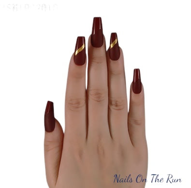 Press On Nails PON007 | Coffin Medium False Nails UK
