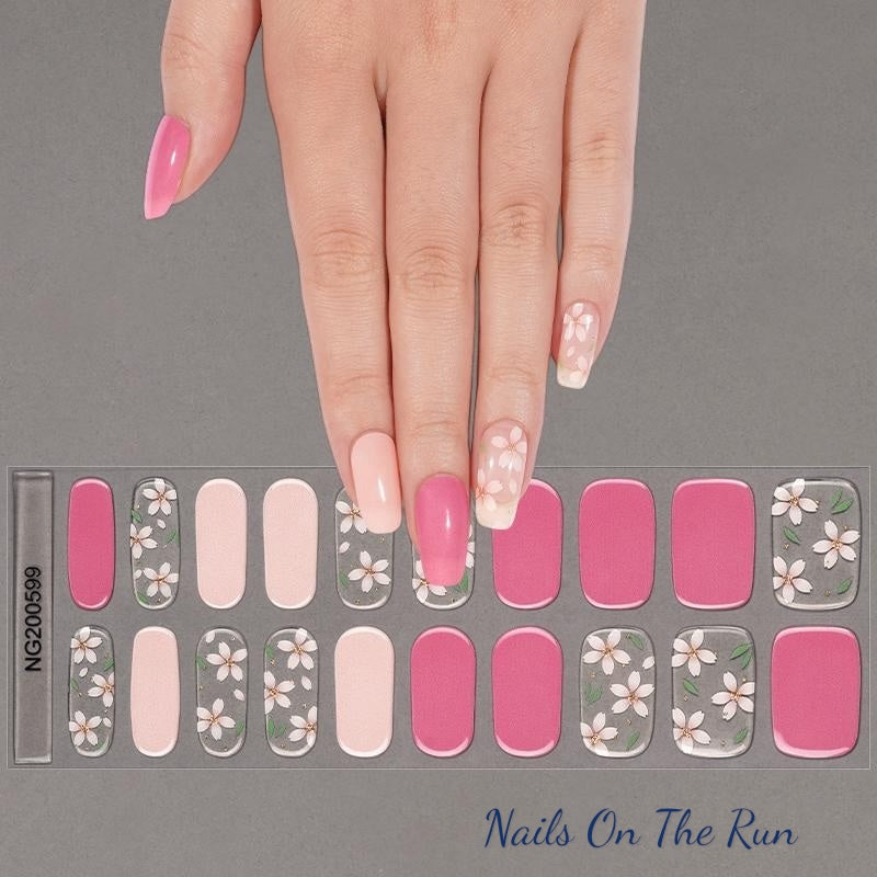 Semi Cured Gel Nail Wraps 599 | Salon Finish Nail Wraps UK - CLEAR BACKGROUND