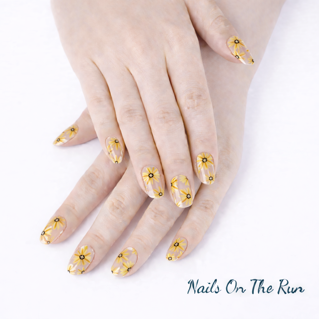Semi Cured Gel Nail Wraps 145 | Salon Finish Nail Wraps UK - CLEAR BACKGROUND